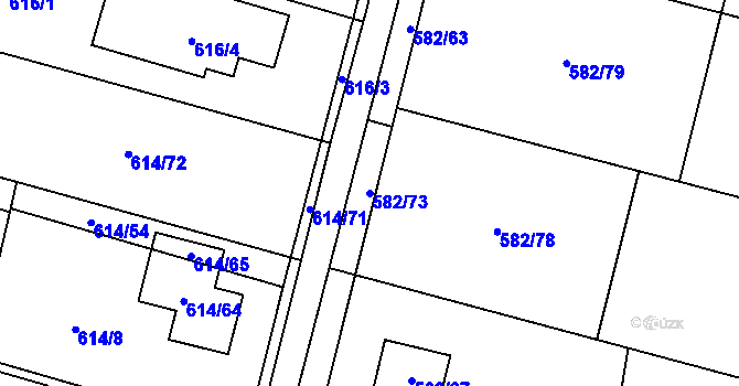 Parcela st. 582/73 v KÚ Hradec nad Moravicí, Katastrální mapa
