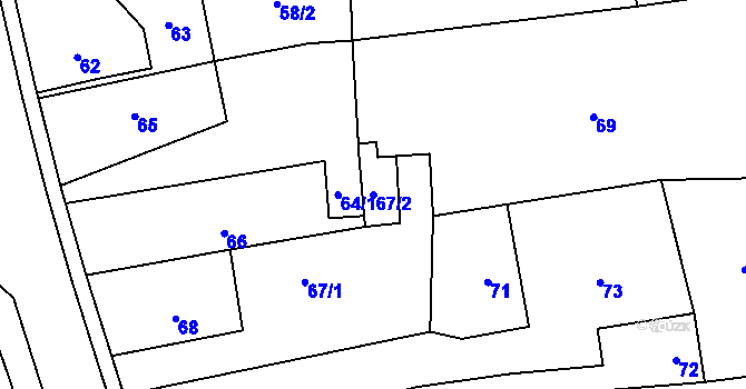 Parcela st. 67/2 v KÚ Kajlovec, Katastrální mapa