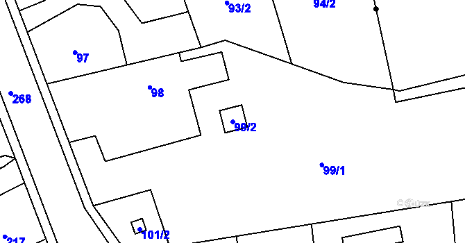 Parcela st. 99/2 v KÚ Kajlovec, Katastrální mapa