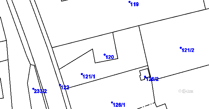 Parcela st. 120 v KÚ Kajlovec, Katastrální mapa