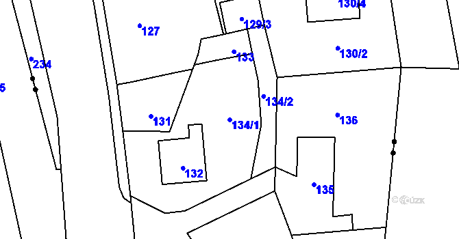 Parcela st. 134/1 v KÚ Kajlovec, Katastrální mapa