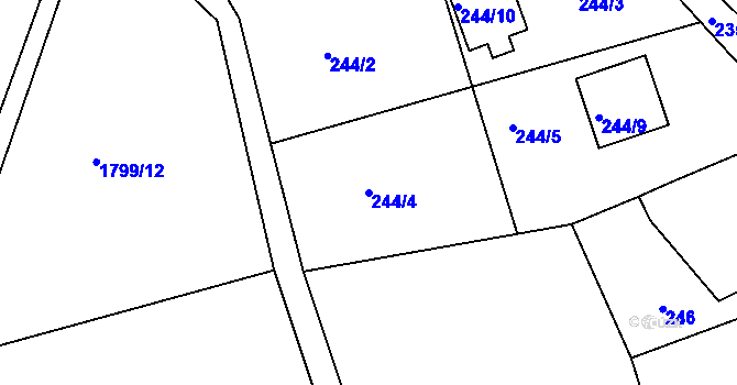 Parcela st. 244/4 v KÚ Kajlovec, Katastrální mapa
