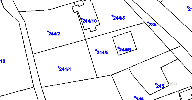 Parcela st. 244/5 v KÚ Kajlovec, Katastrální mapa