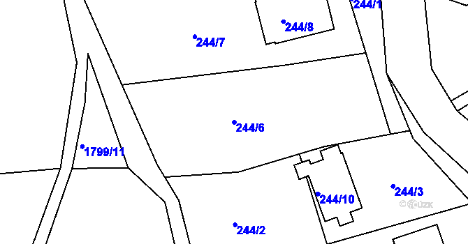 Parcela st. 244/6 v KÚ Kajlovec, Katastrální mapa