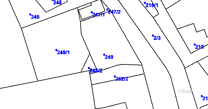 Parcela st. 249 v KÚ Kajlovec, Katastrální mapa