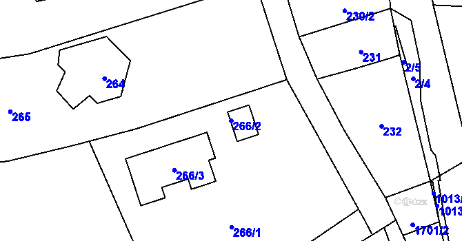 Parcela st. 266/2 v KÚ Kajlovec, Katastrální mapa