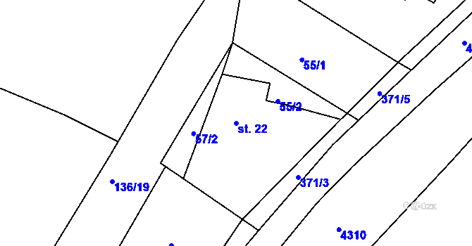 Parcela st. 22 v KÚ Nová Ves u Jeseníka, Katastrální mapa