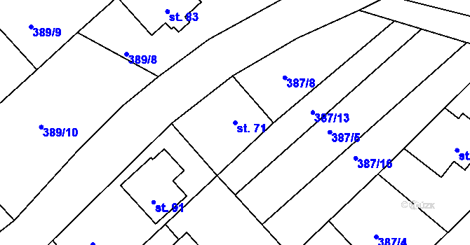 Parcela st. 71 v KÚ Nová Ves u Jeseníka, Katastrální mapa
