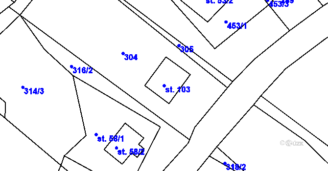 Parcela st. 103 v KÚ Nová Ves u Jeseníka, Katastrální mapa
