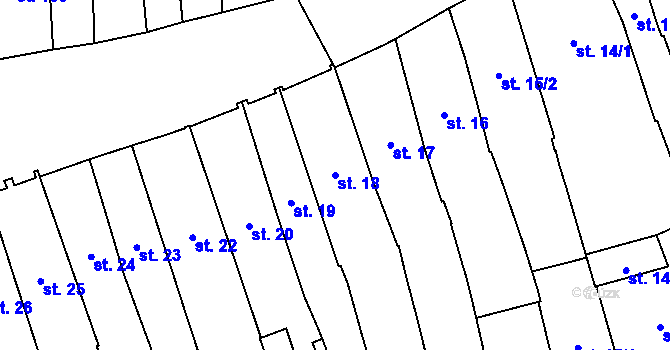 Parcela st. 18 v KÚ Hradec Králové, Katastrální mapa
