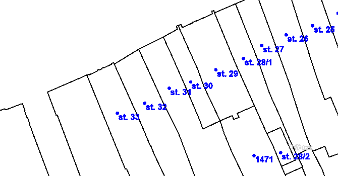 Parcela st. 31 v KÚ Hradec Králové, Katastrální mapa