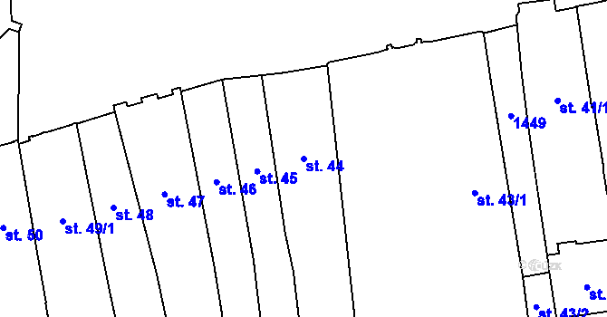 Parcela st. 44 v KÚ Hradec Králové, Katastrální mapa