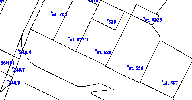 Parcela st. 528 v KÚ Hradec Králové, Katastrální mapa