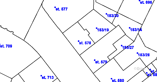 Parcela st. 578 v KÚ Hradec Králové, Katastrální mapa