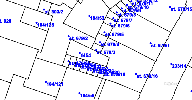 Parcela st. 679/3 v KÚ Hradec Králové, Katastrální mapa
