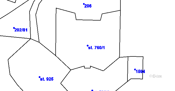 Parcela st. 760/1 v KÚ Hradec Králové, Katastrální mapa