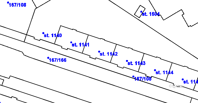 Parcela st. 1142 v KÚ Hradec Králové, Katastrální mapa