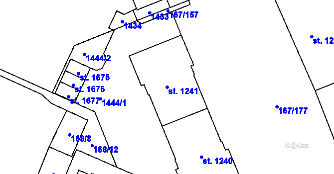 Parcela st. 1241 v KÚ Hradec Králové, Katastrální mapa