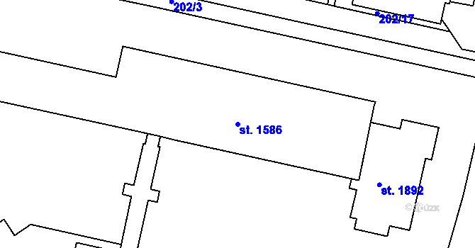 Parcela st. 1586 v KÚ Hradec Králové, Katastrální mapa