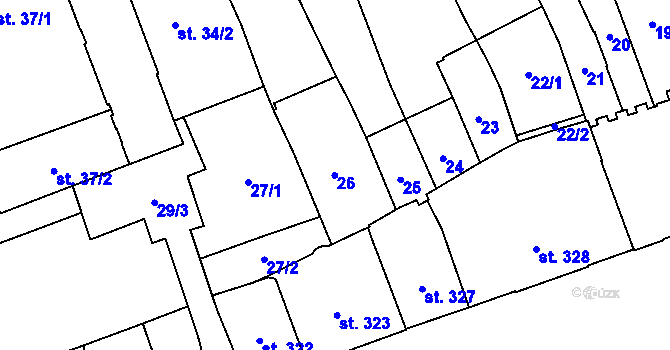 Parcela st. 26 v KÚ Hradec Králové, Katastrální mapa