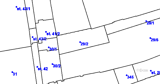 Parcela st. 29/2 v KÚ Hradec Králové, Katastrální mapa