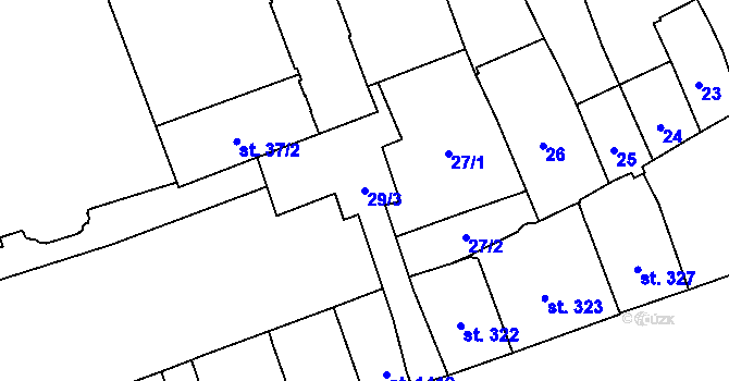 Parcela st. 29/3 v KÚ Hradec Králové, Katastrální mapa