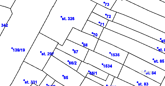 Parcela st. 68 v KÚ Hradec Králové, Katastrální mapa