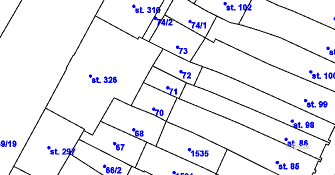 Parcela st. 71 v KÚ Hradec Králové, Katastrální mapa