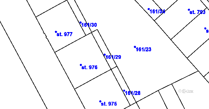 Parcela st. 161/29 v KÚ Hradec Králové, Katastrální mapa
