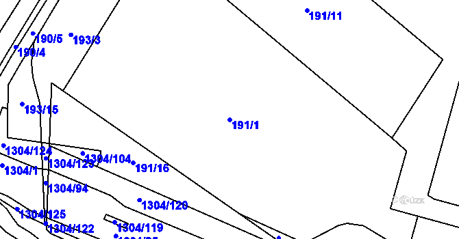 Parcela st. 191/1 v KÚ Hradec Králové, Katastrální mapa