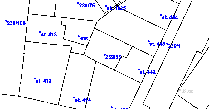 Parcela st. 239/35 v KÚ Hradec Králové, Katastrální mapa