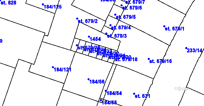 Parcela st. 679/21 v KÚ Hradec Králové, Katastrální mapa