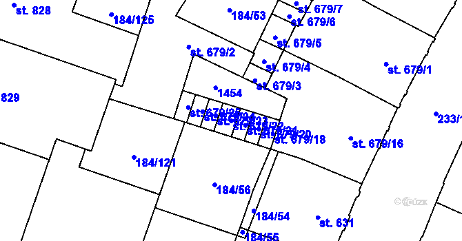 Parcela st. 679/22 v KÚ Hradec Králové, Katastrální mapa