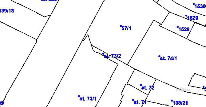 Parcela st. 73/2 v KÚ Hradec Králové, Katastrální mapa