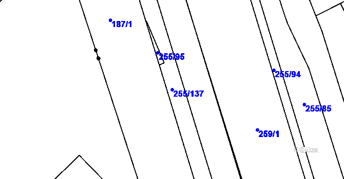 Parcela st. 255/137 v KÚ Hradec Králové, Katastrální mapa