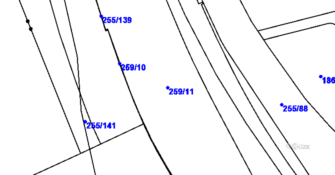 Parcela st. 259/11 v KÚ Hradec Králové, Katastrální mapa