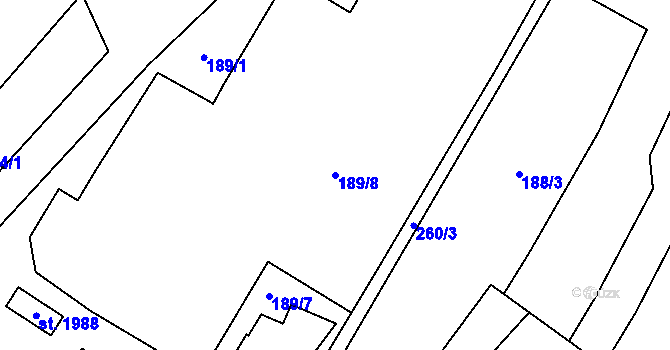 Parcela st. 189/8 v KÚ Hradec Králové, Katastrální mapa