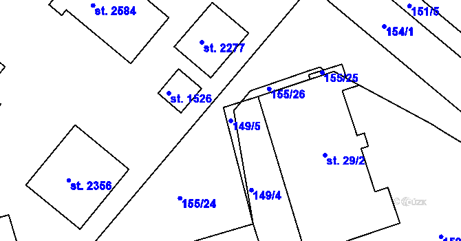 Parcela st. 149/5 v KÚ Slezské Předměstí, Katastrální mapa