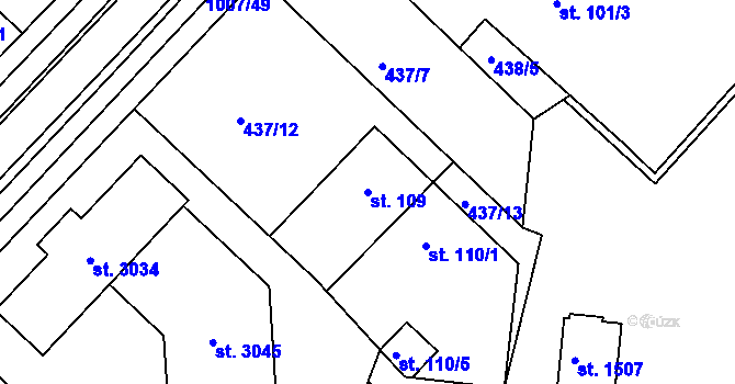 Parcela st. 109 v KÚ Slezské Předměstí, Katastrální mapa
