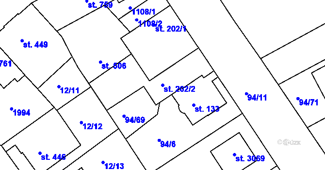 Parcela st. 202/2 v KÚ Slezské Předměstí, Katastrální mapa