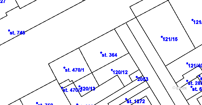 Parcela st. 364 v KÚ Slezské Předměstí, Katastrální mapa