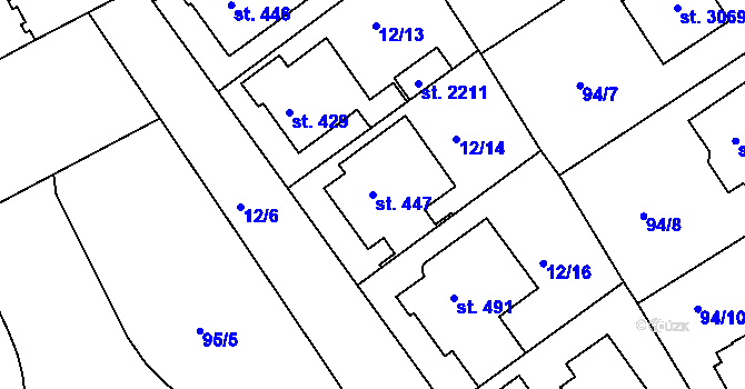 Parcela st. 447 v KÚ Slezské Předměstí, Katastrální mapa