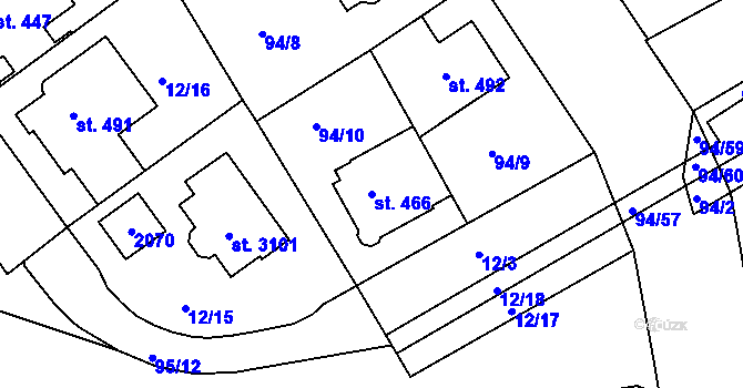 Parcela st. 466 v KÚ Slezské Předměstí, Katastrální mapa