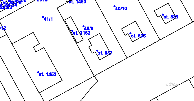 Parcela st. 537 v KÚ Slezské Předměstí, Katastrální mapa