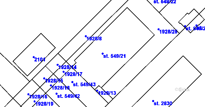 Parcela st. 549/21 v KÚ Slezské Předměstí, Katastrální mapa