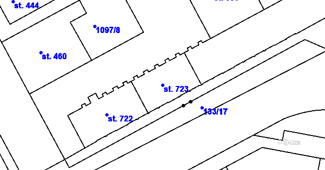 Parcela st. 723 v KÚ Slezské Předměstí, Katastrální mapa