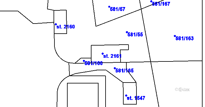 Parcela st. 2161 v KÚ Slezské Předměstí, Katastrální mapa