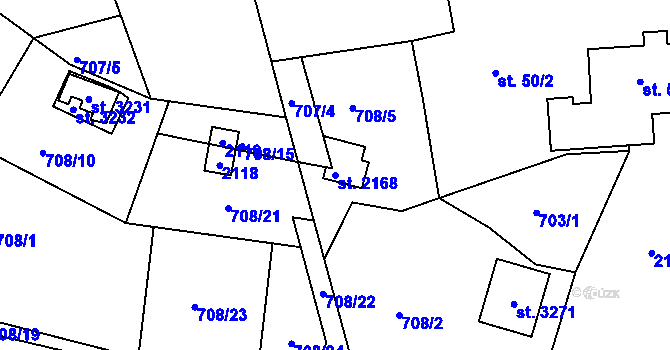Parcela st. 2168 v KÚ Slezské Předměstí, Katastrální mapa