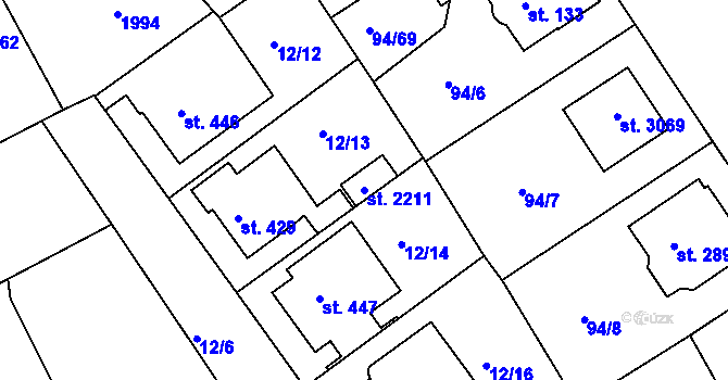 Parcela st. 2211 v KÚ Slezské Předměstí, Katastrální mapa