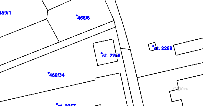 Parcela st. 2258 v KÚ Slezské Předměstí, Katastrální mapa